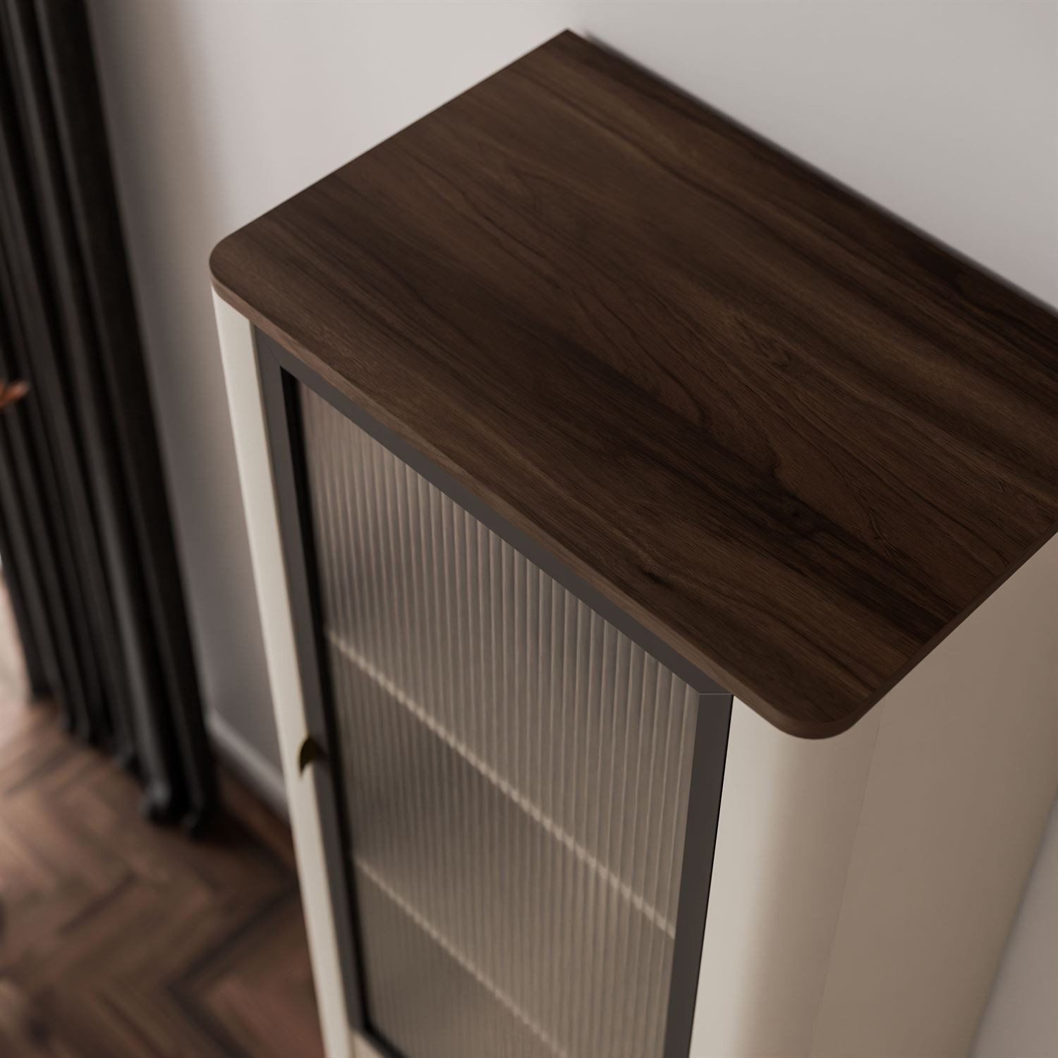 Schmale Vitrine AUTUMN 1D1S1W mit Schublade