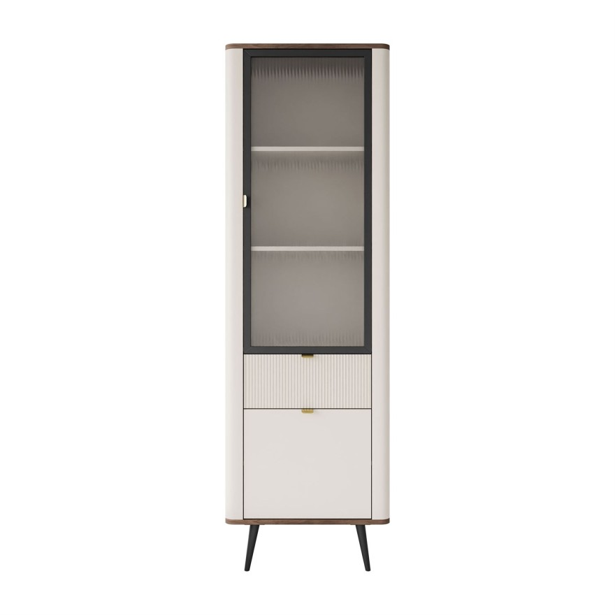 Schmale Vitrine AUTUMN 1D1S1W mit Schublade