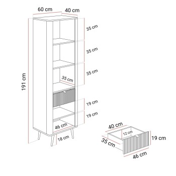 Schmale Vitrine AUTUMN 1D1S1W mit Schublade
