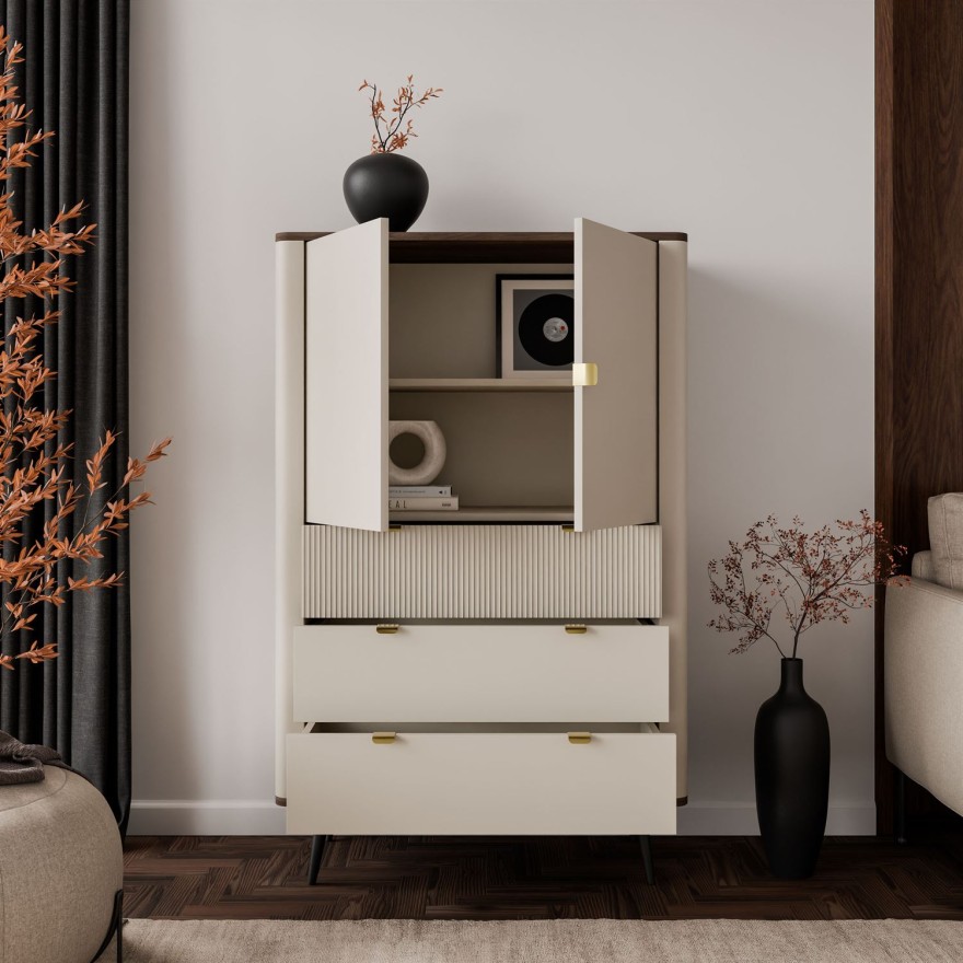 Kommode mit Schubladen AUTUMN 2D3S mit geriffelter Front