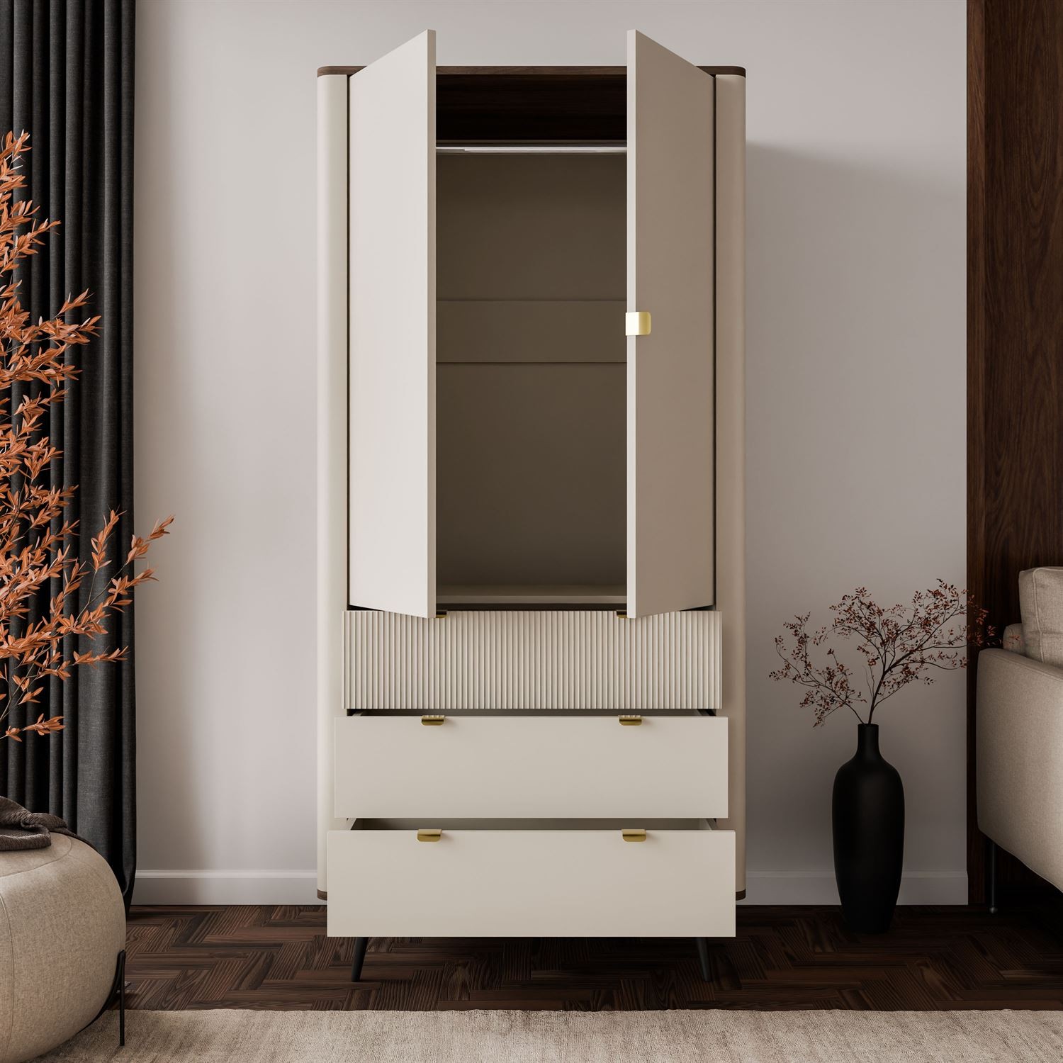 Zweitüriger Kleiderschrank AUTUMN 2D3S mit Schubladen