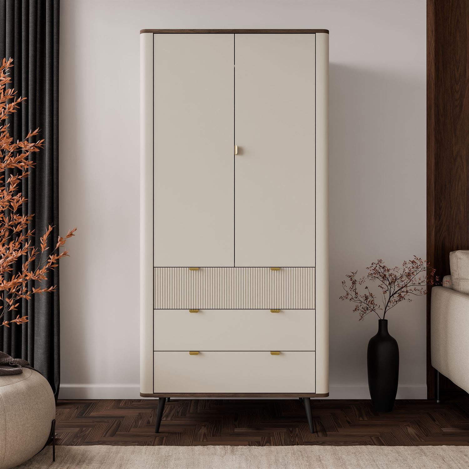 Zweitüriger Kleiderschrank AUTUMN 2D3S mit Schubladen