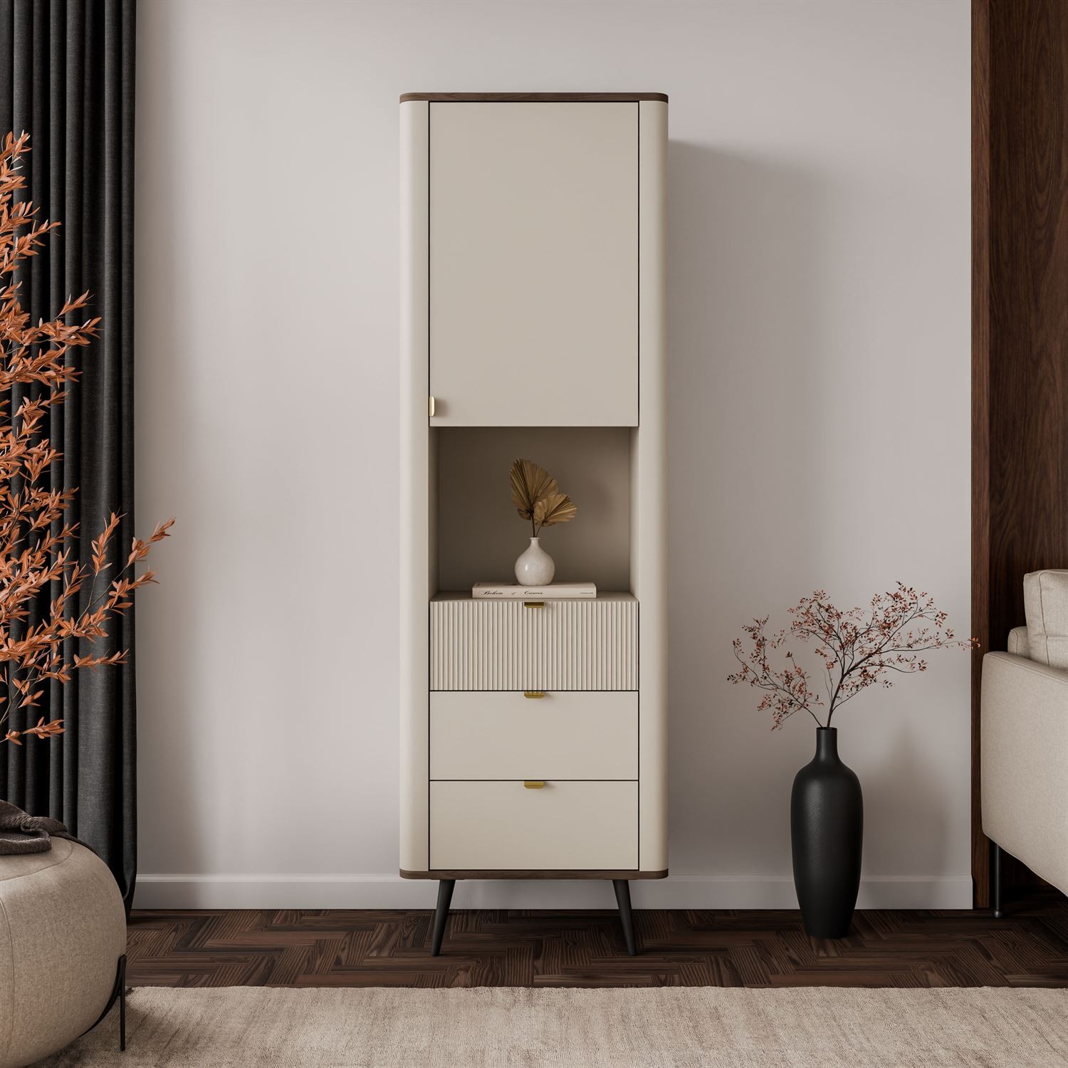 Schmales Regal AUTUMN 1D3S mit Schubladen