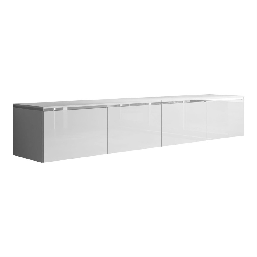 Hängender TV-Schrank CELINE GLOSS SILVER 200 cm mit LED-Beleuchtung
