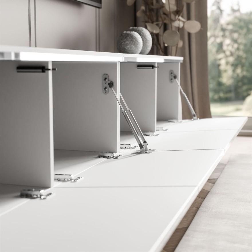 Hängender TV-Schrank CELINE GLOSS SILVER 200 cm mit LED-Beleuchtung