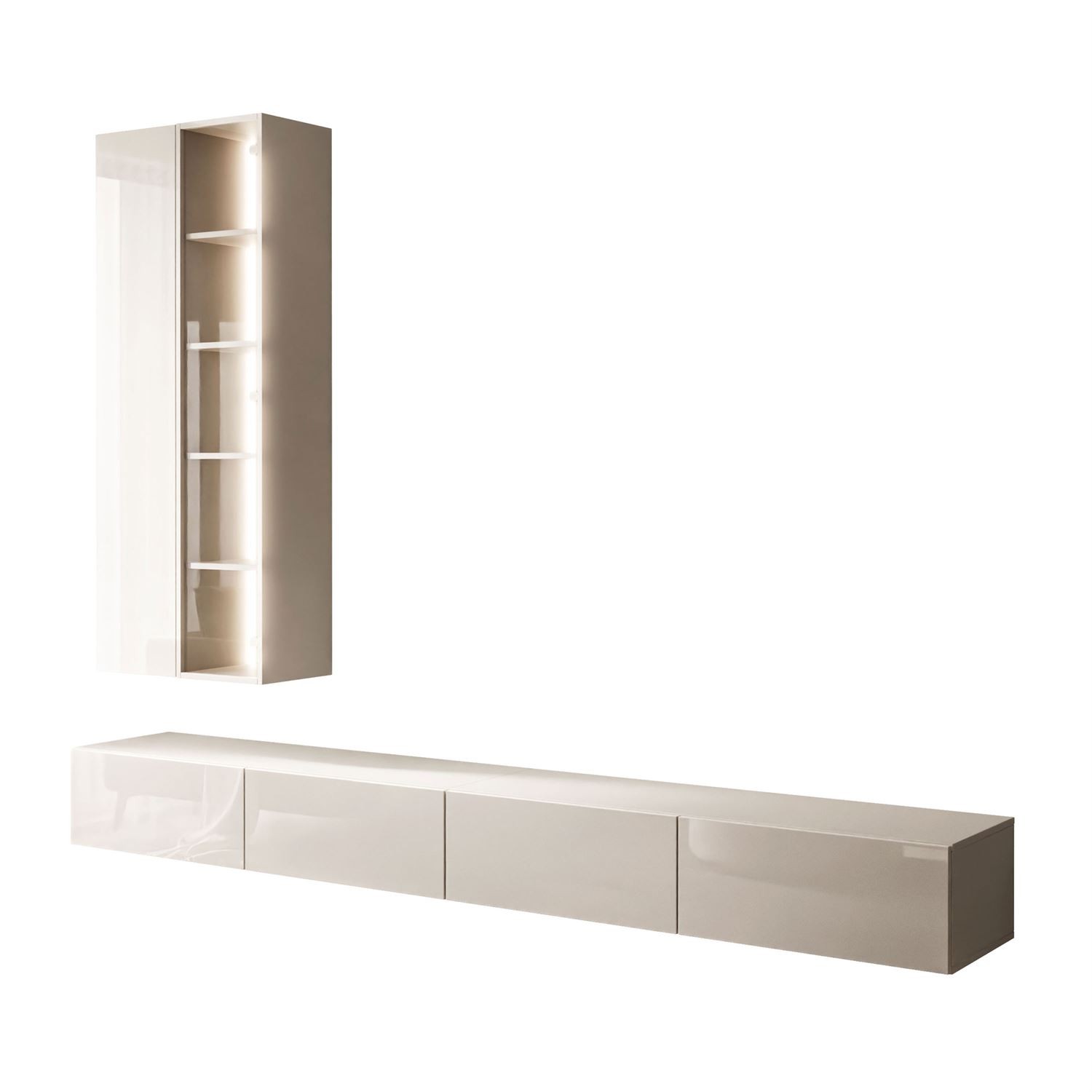 Hängende Wohnwand CARMEN mit LED-Beleuchtung