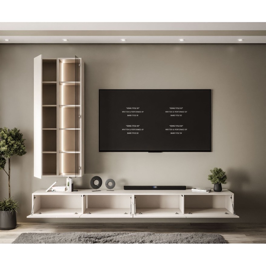 Hängende Wohnwand CARMEN mit LED-Beleuchtung