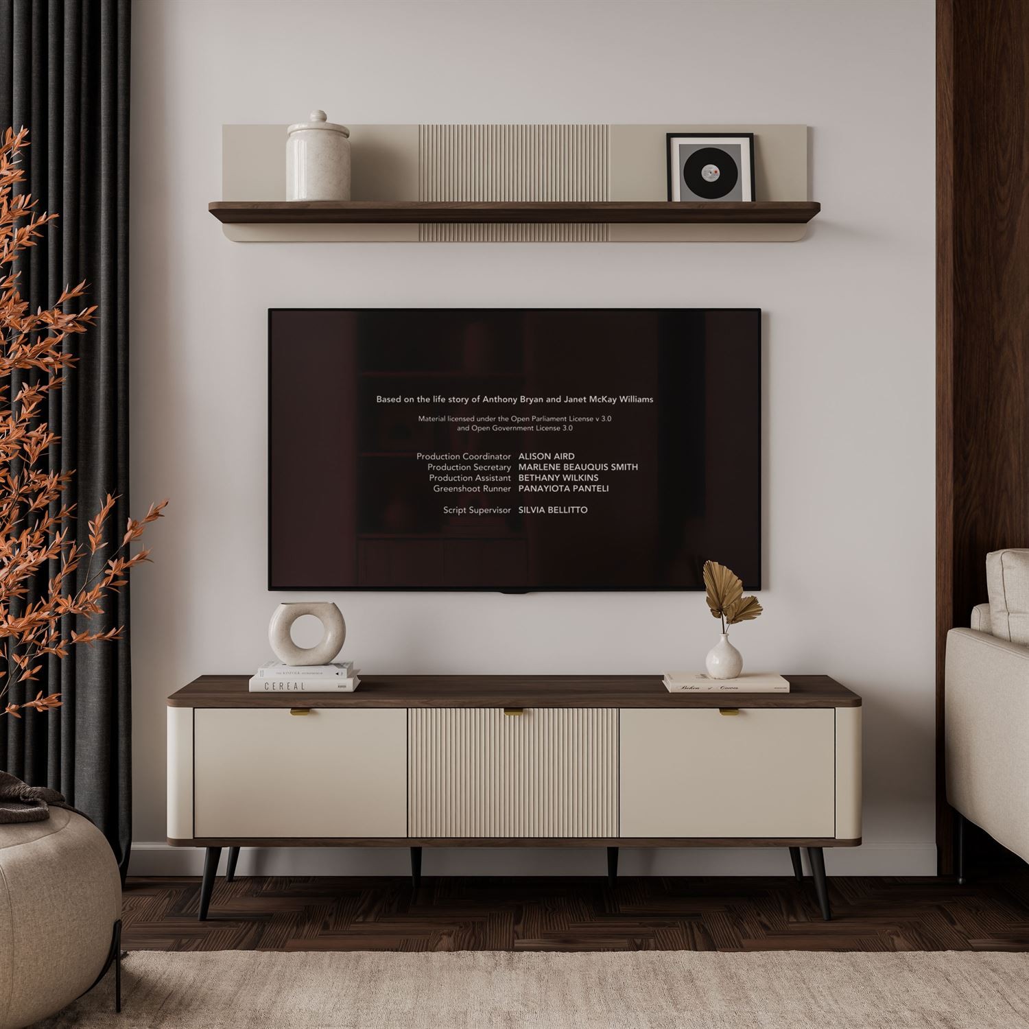 TV-Schrank AUTUMN 3D auf hohen Beinen