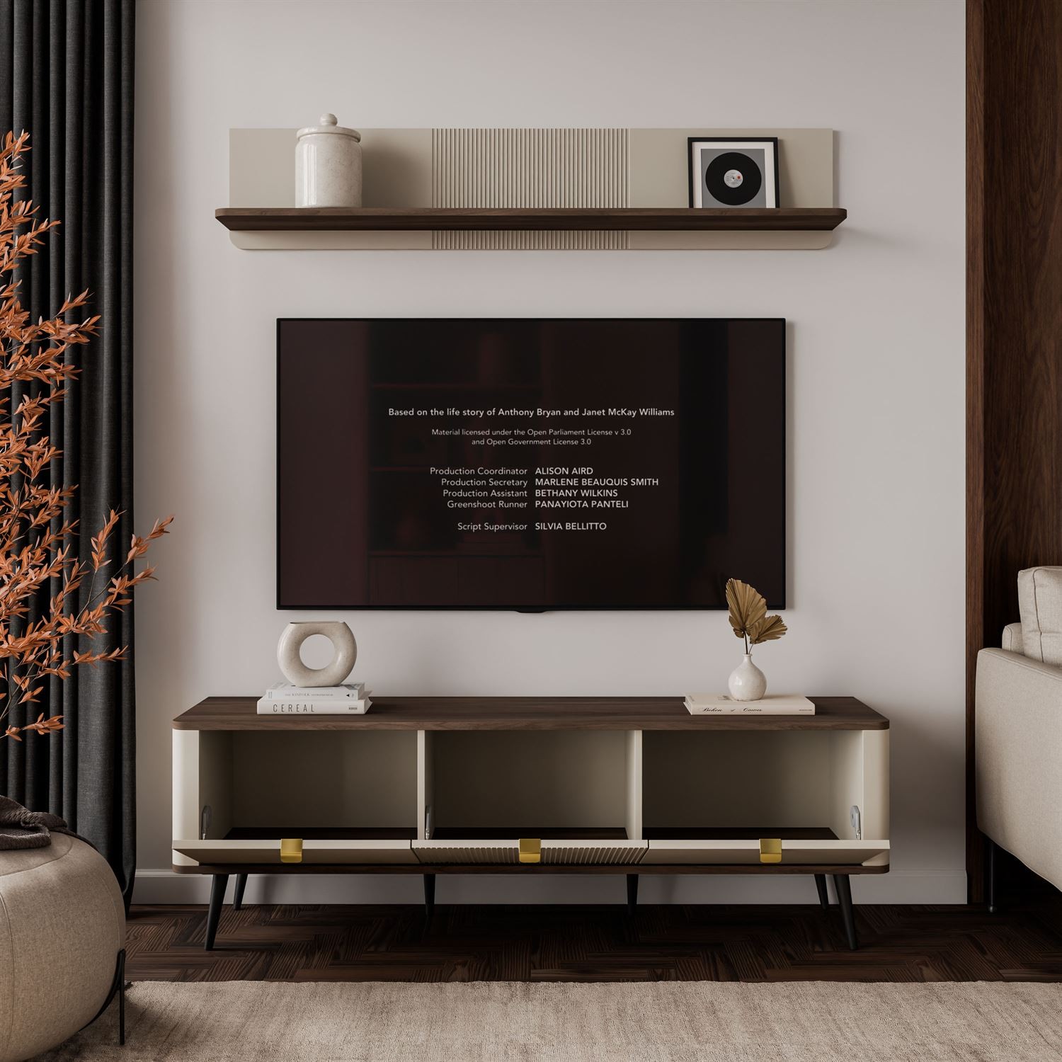 TV-Schrank AUTUMN 3D auf hohen Beinen