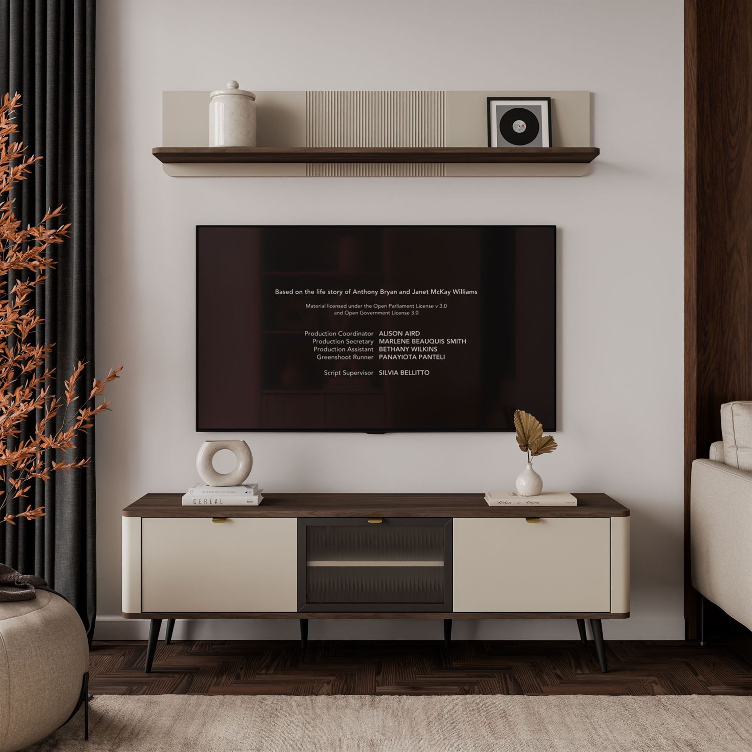 TV-Schrank AUTUMN 2D1W auf hohen Beinen