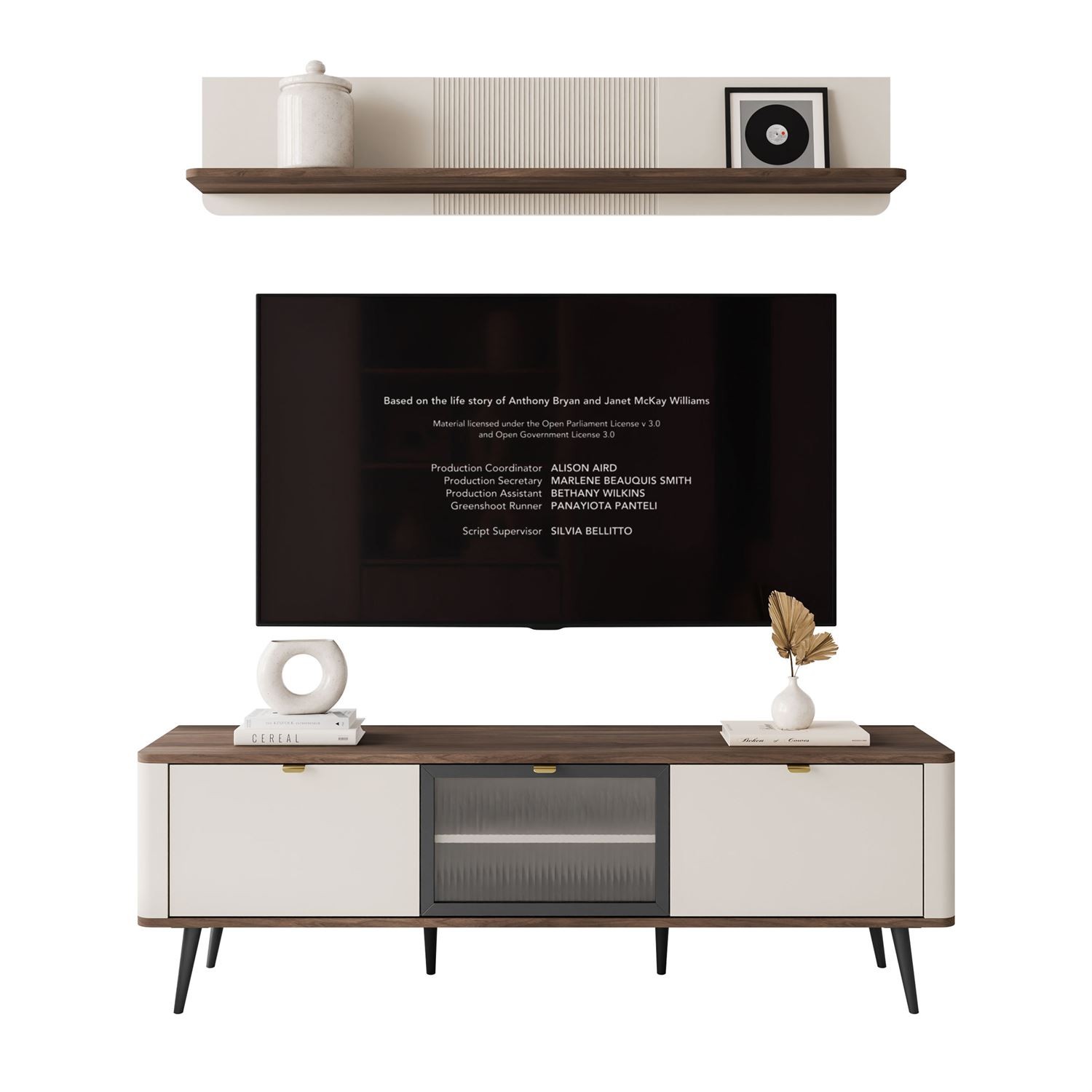 TV-Schrank AUTUMN 2D1W auf hohen Beinen