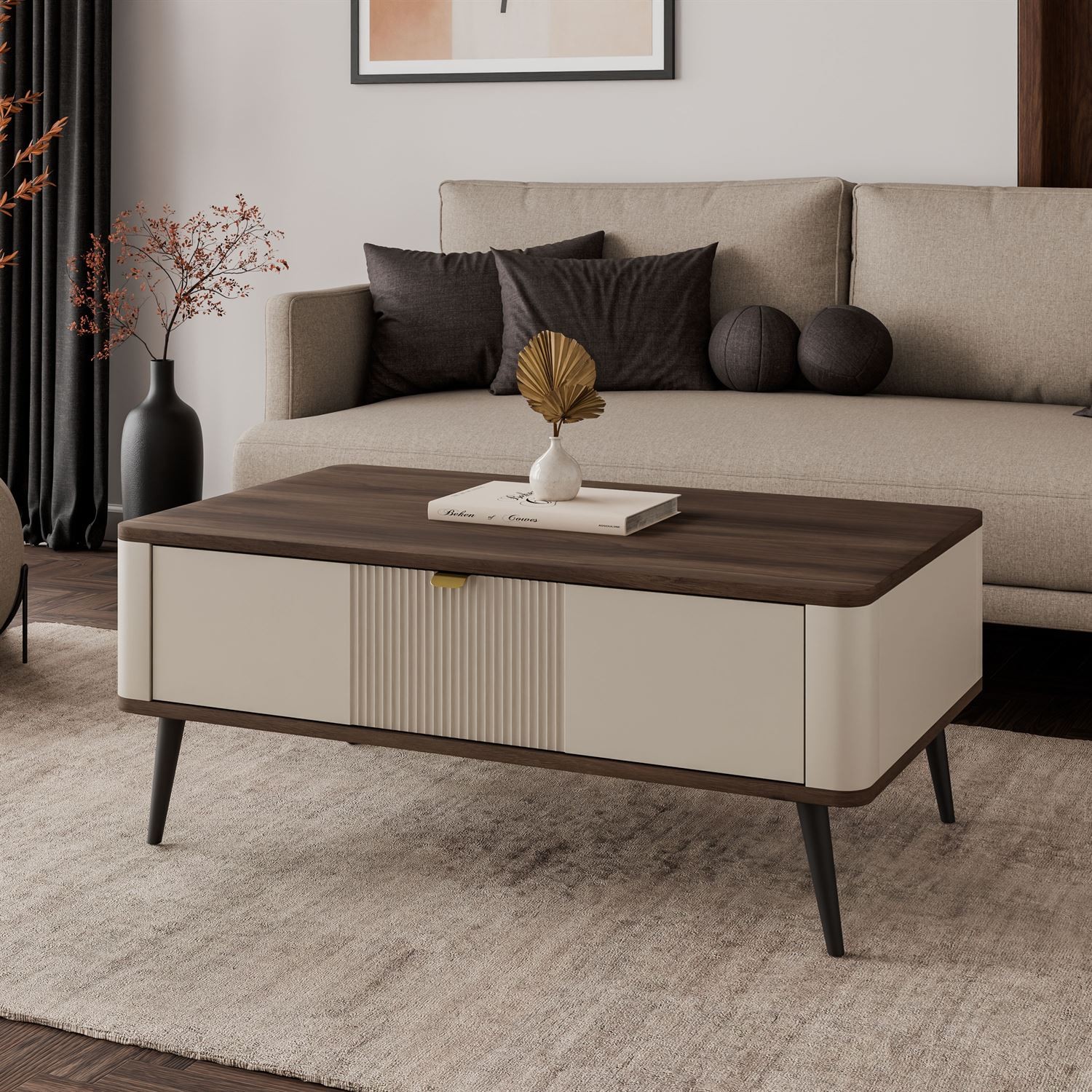 Couchtisch AUTUMN mit verschließbarem Fach unter der Tischplatte