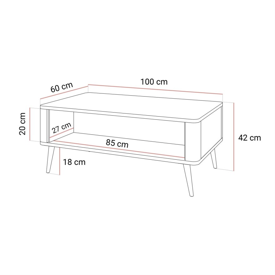 Couchtisch AUTUMN mit verschließbarem Fach unter der Tischplatte