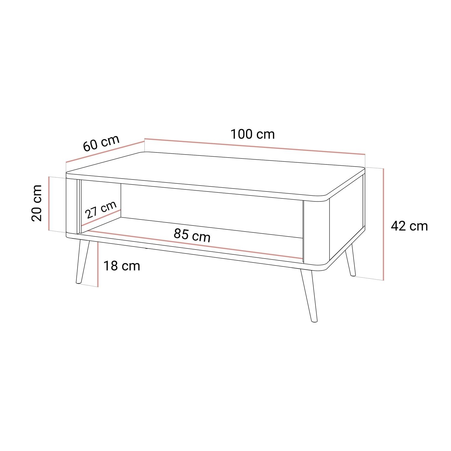 Couchtisch AUTUMN mit verschließbarem Fach unter der Tischplatte