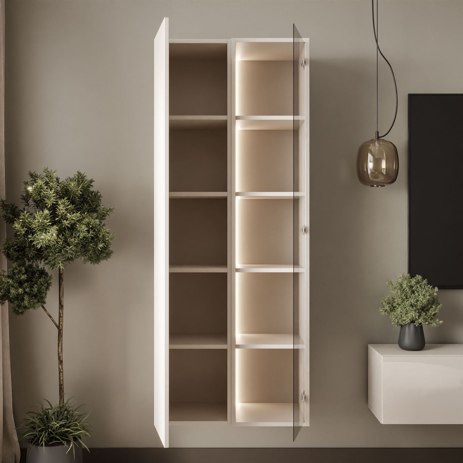 Hängende Vitrine CARMEN mit LED-Beleuchtung