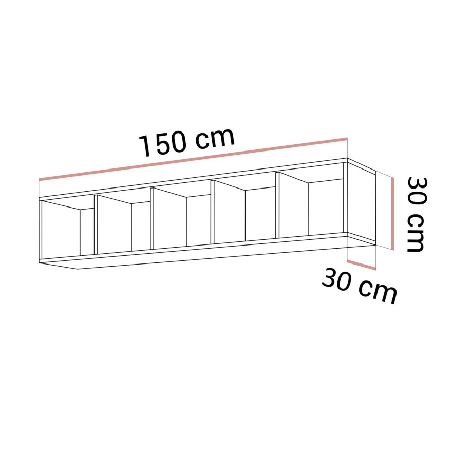 Hängendes Regal CARMEN mit offenen Fächern