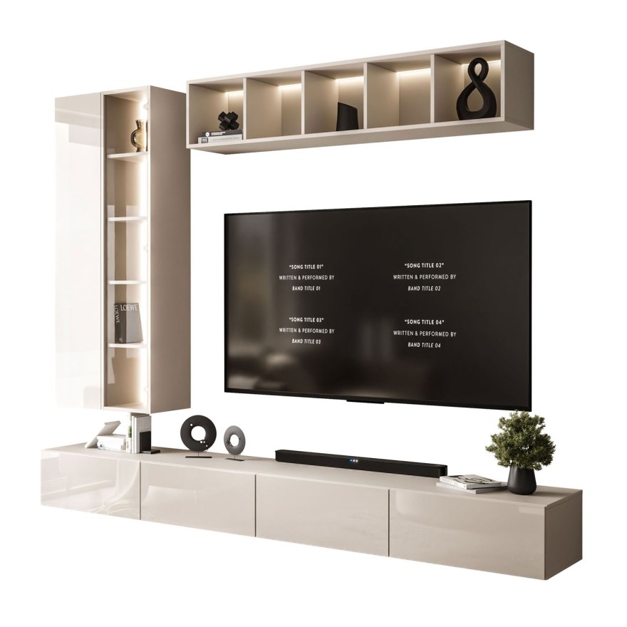 Hängende Wohnwand CARMEN II mit LED-Beleuchtung