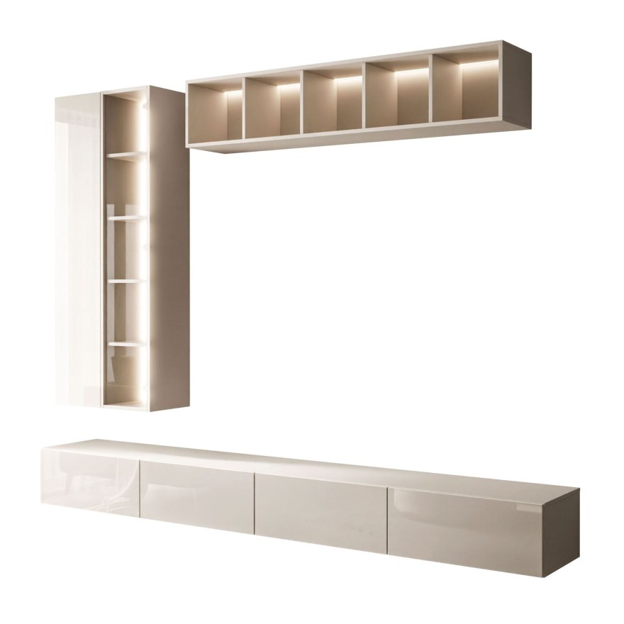 Hängende Wohnwand CARMEN II mit LED-Beleuchtung