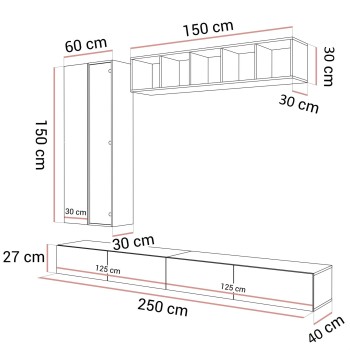 Hängende Wohnwand CARMEN II mit LED-Beleuchtung