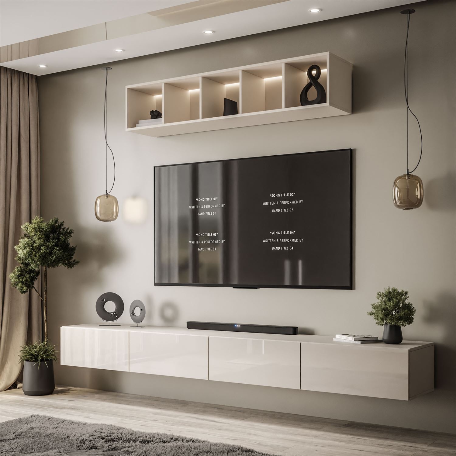 Hängende Wohnwand CARMEN III mit offenem Regal