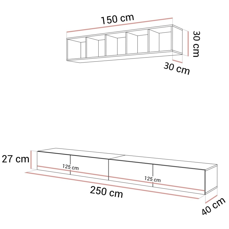 Hängende Wohnwand CARMEN III mit offenem Regal