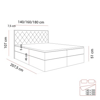 Kontinentalbett INEZ mit Bettkasten