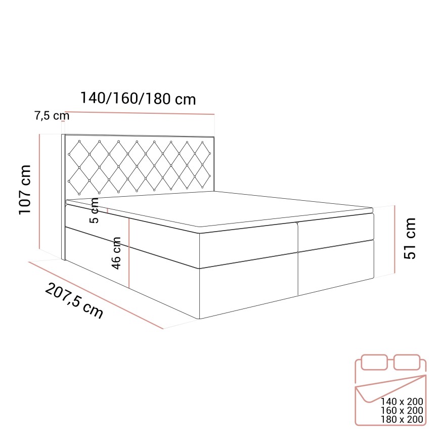 Boxspringbett INEZ mit Bettkasten