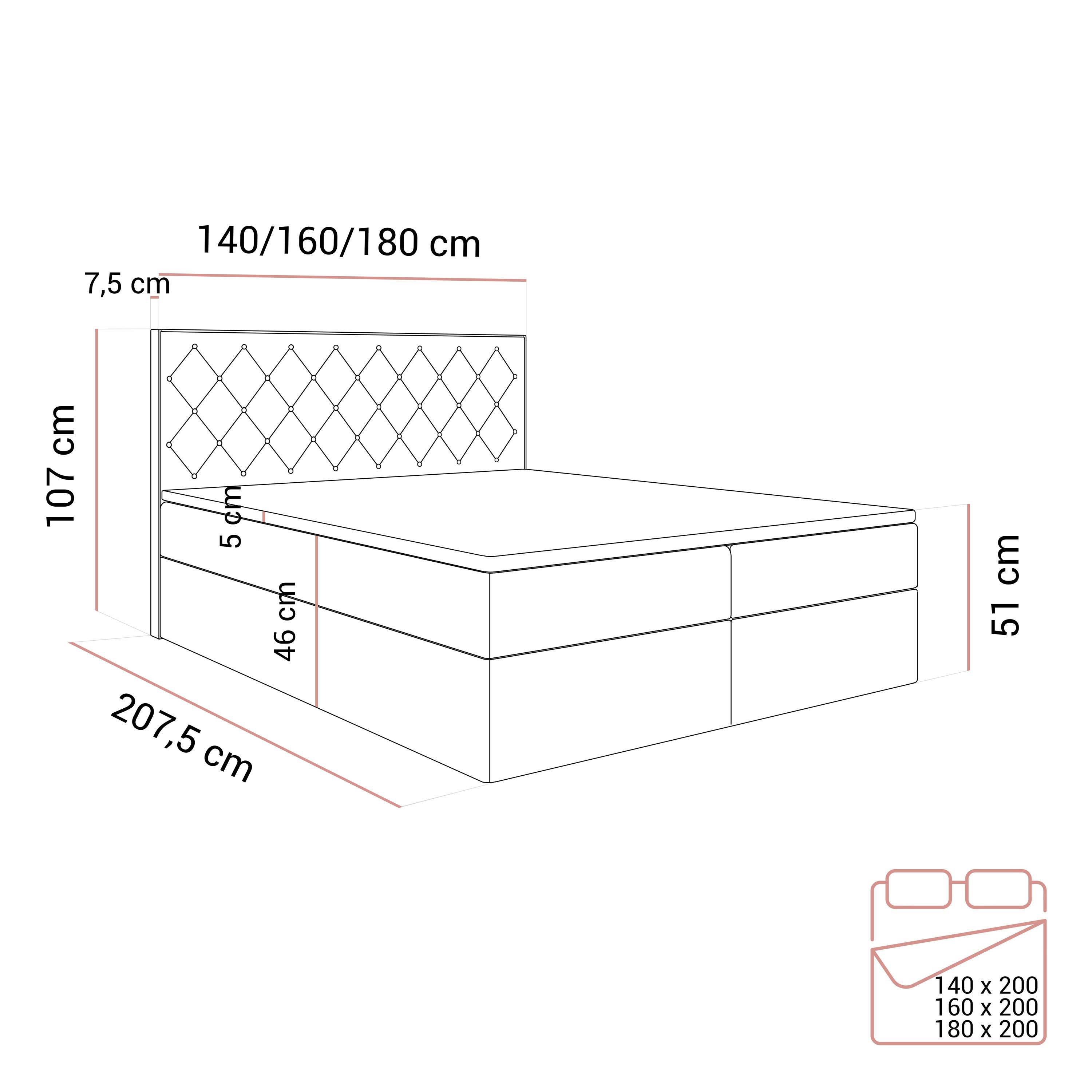 Kontinentalbett INEZ mit Bettkasten
