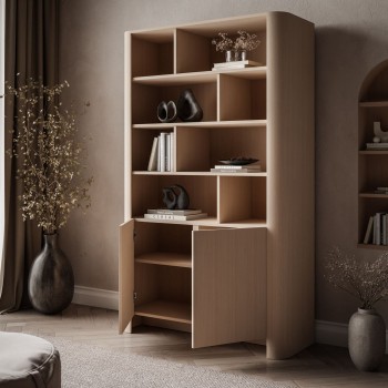 Zweitüriges Regal DESTINY Eiche Vicenza mit offenen Regalböden