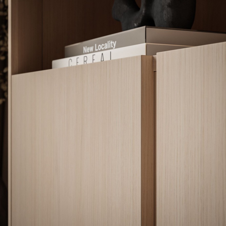 Zweitüriges Regal DESTINY II mit offenen Regalböden