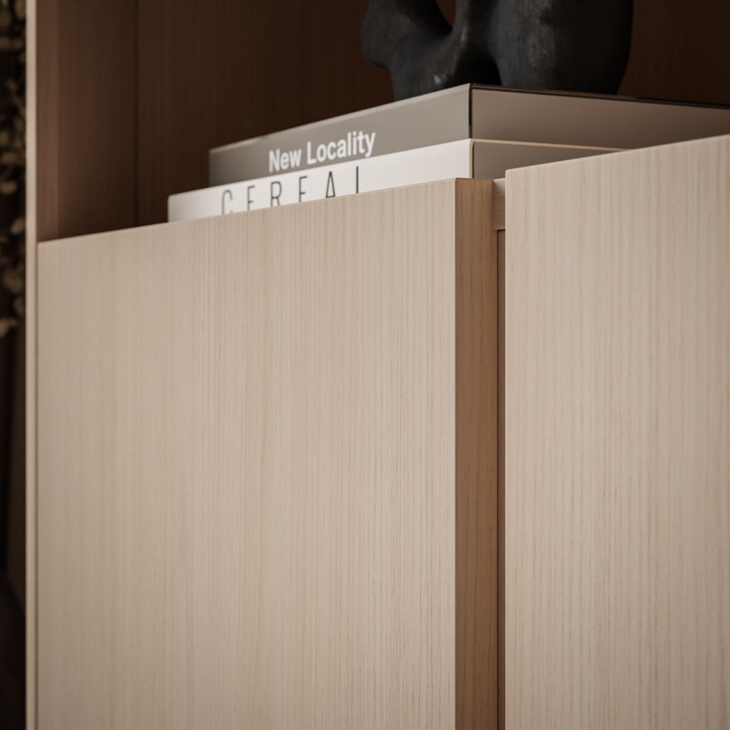 Zweitüriges Regal DESTINY Eiche Vicenza mit offenen Regalböden