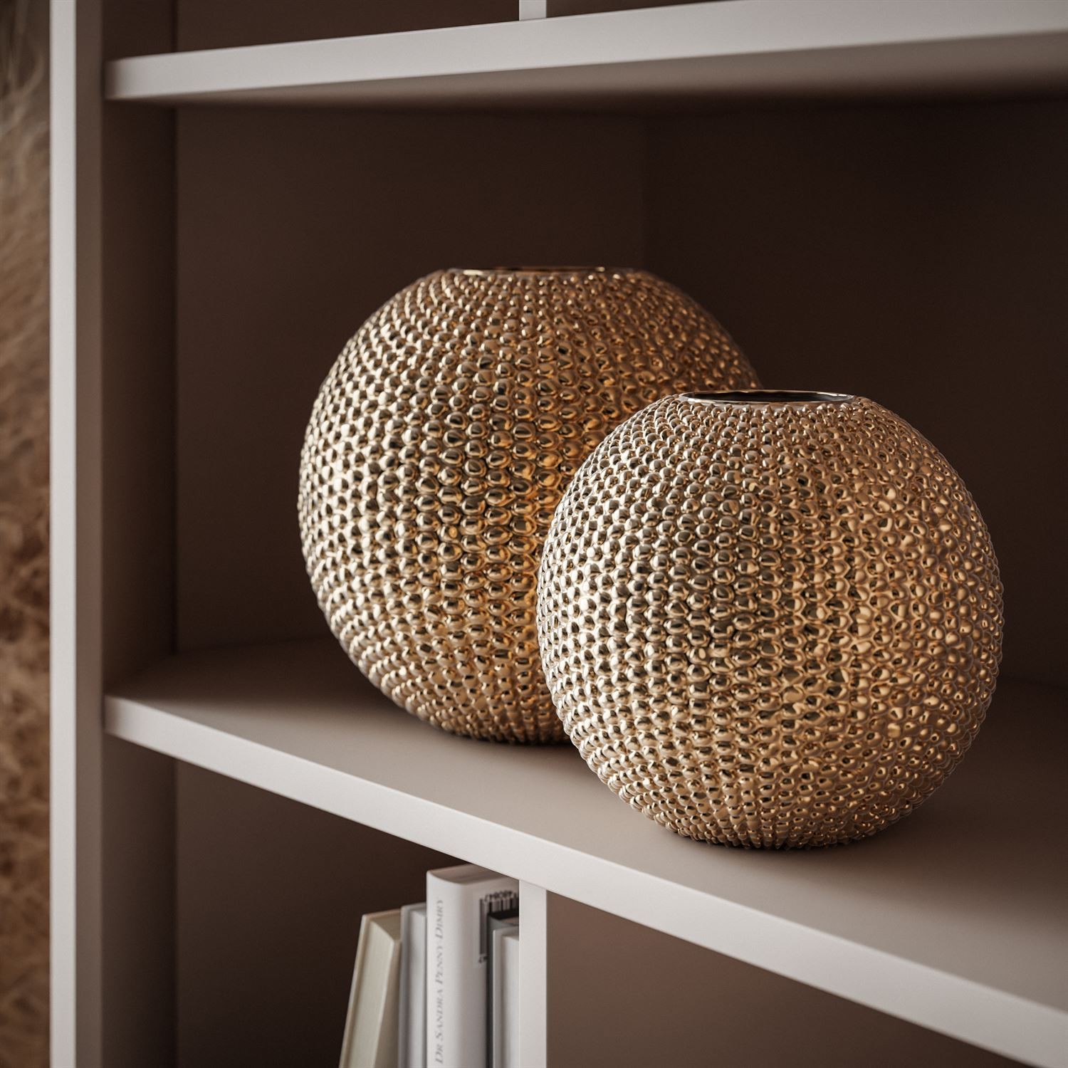 Zweitüriges Regal DESTINY Kaschmir mit offenen Regalböden