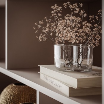 Zweitüriges Regal DESTINY Kaschmir mit offenen Regalböden