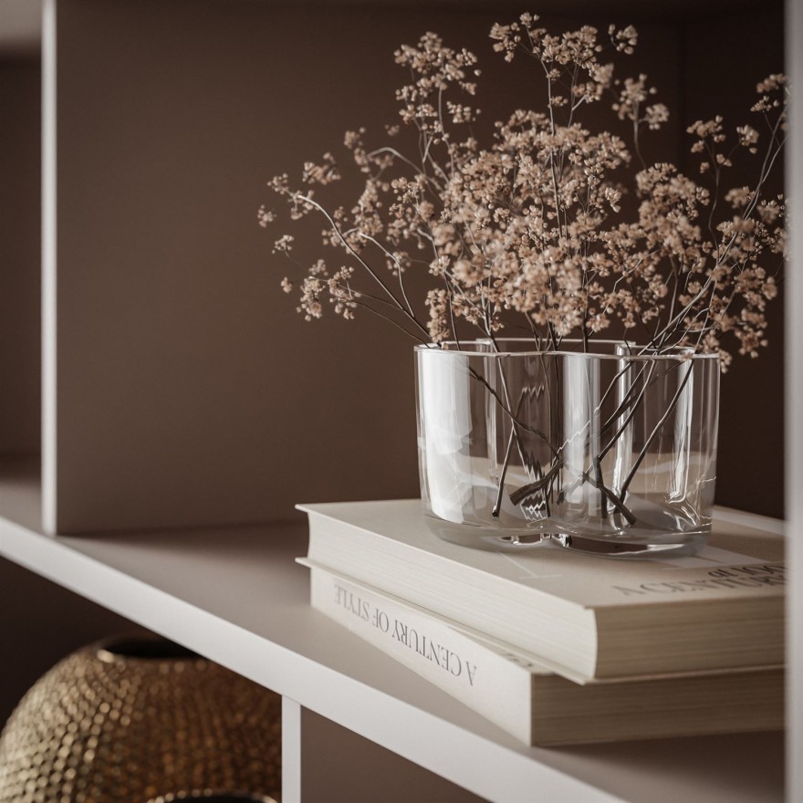 Zweitüriges Regal DESTINY Kaschmir mit offenen Regalböden