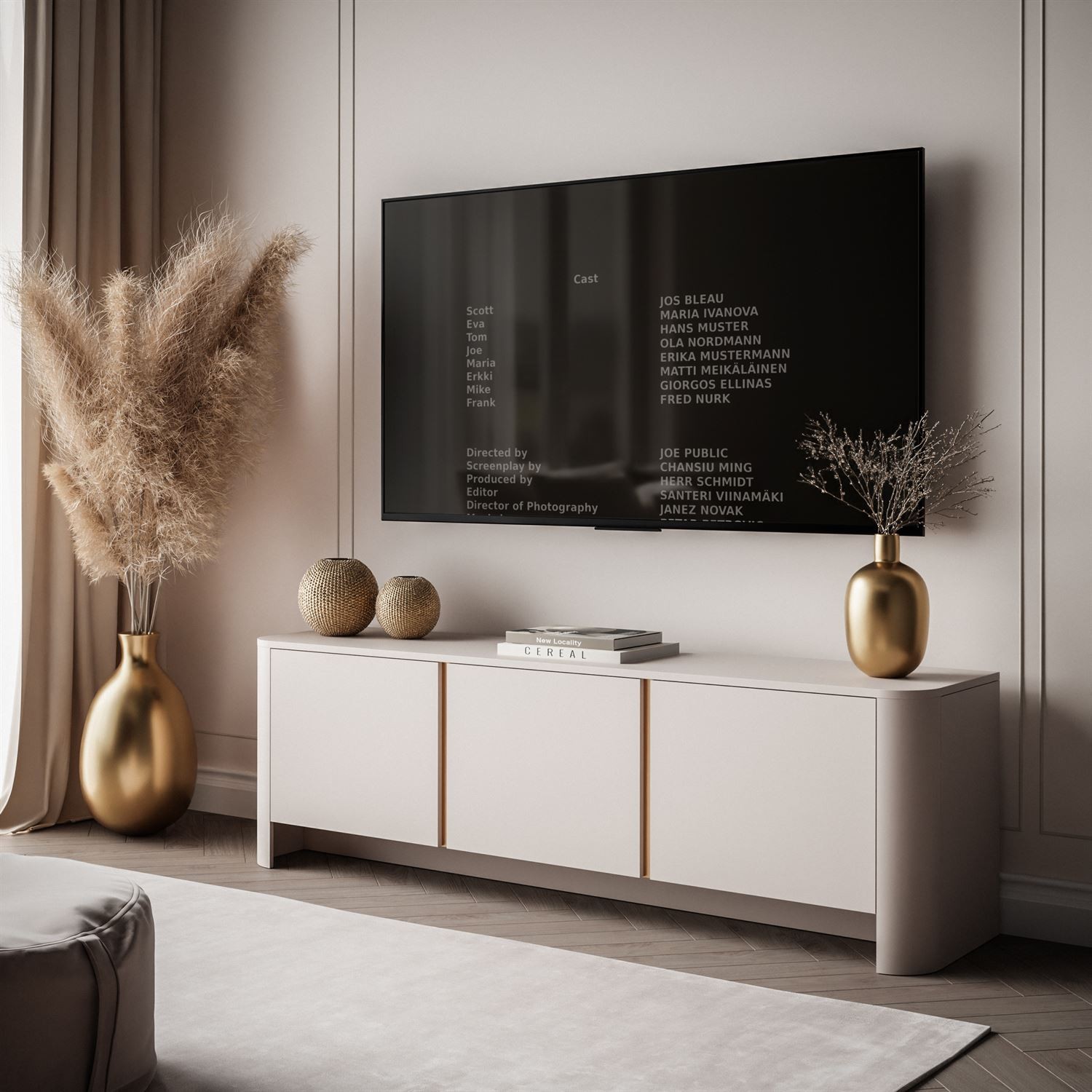 Dreitüriger TV-Schrank DESTINY Kaschmir