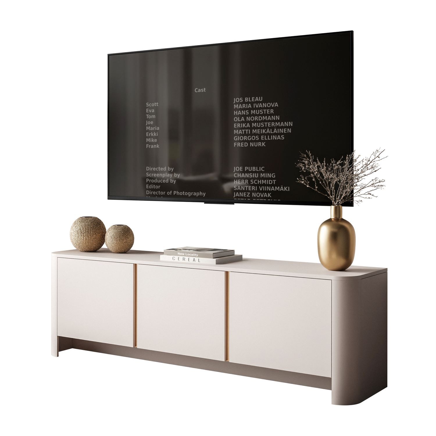 Dreitüriger TV-Schrank DESTINY Kaschmir