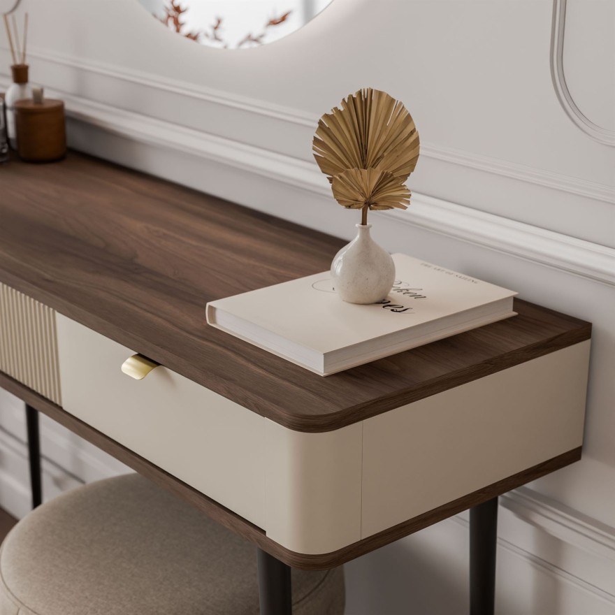 Schminktisch AUTUMN mit rundem Spiegel