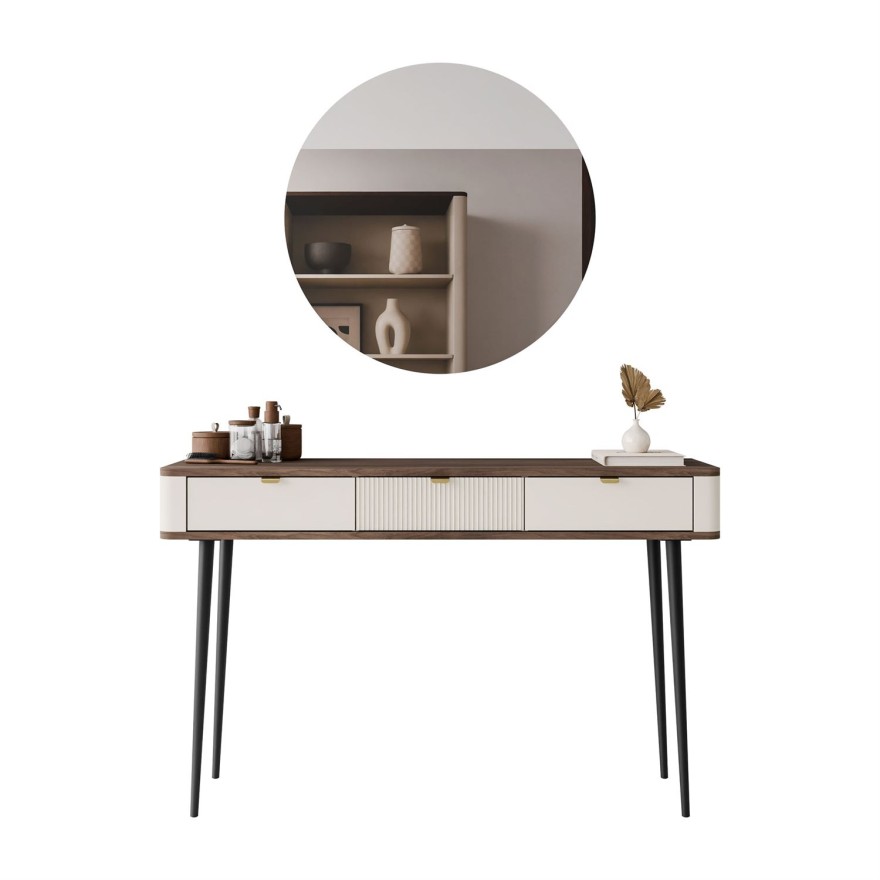 Schminktisch AUTUMN mit rundem Spiegel