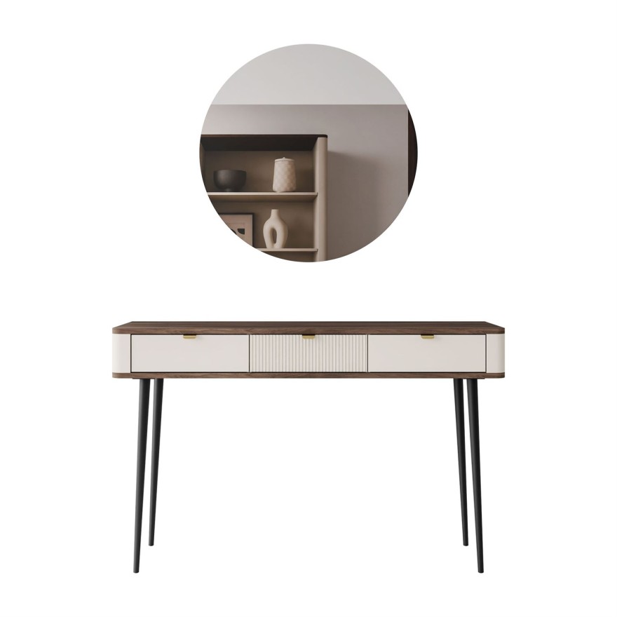 Schminktisch AUTUMN mit rundem Spiegel