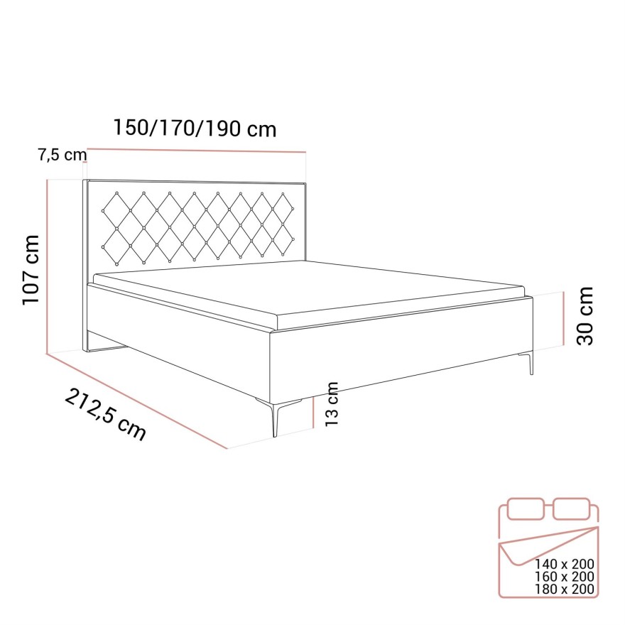 Polsterbett INEZ mit Bettkasten