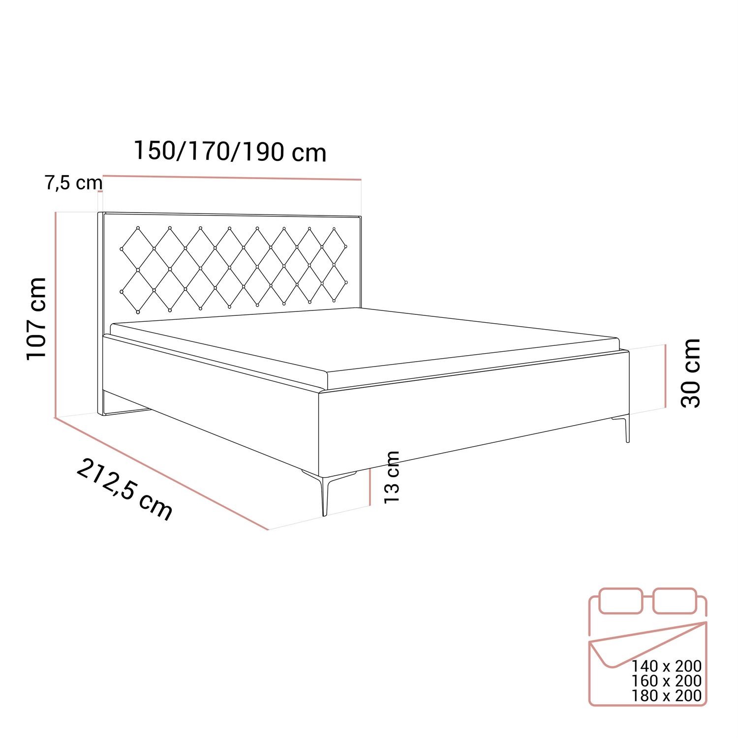 Polsterbett INEZ mit Bettkasten
