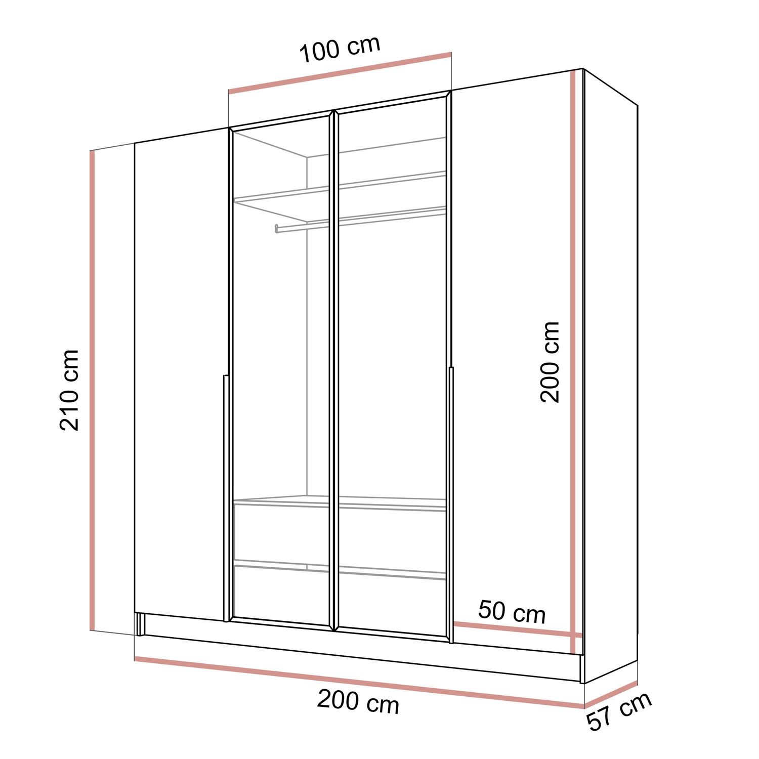 Viertüriger Schrank ATRIUM mit Glasfront