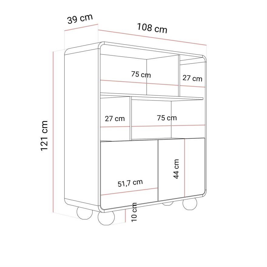 Zweitüriges Regal OLIVIO RG108 Kaschmir