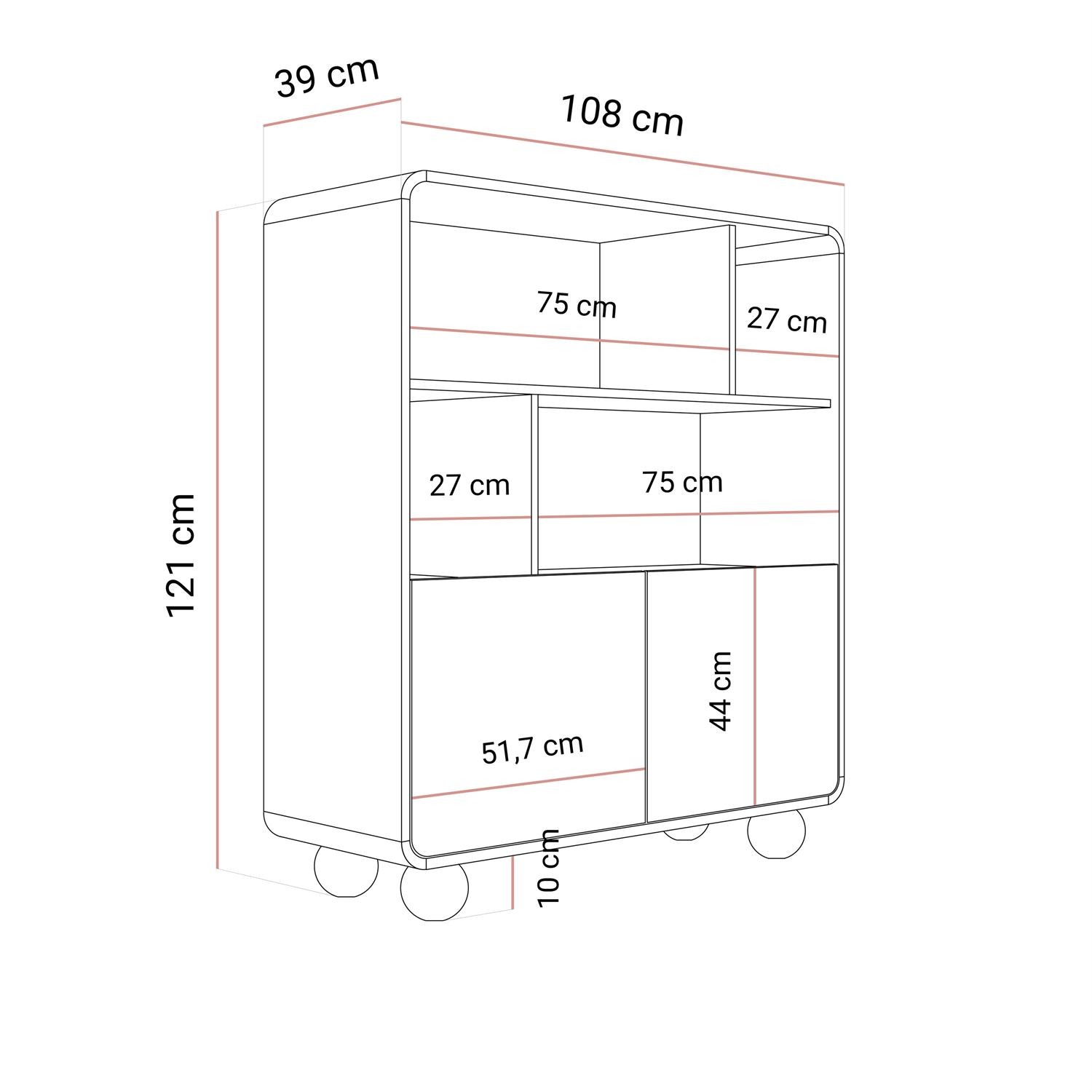Zweitüriges Regal OLIVIO RG108 Kaschmir