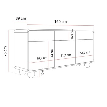 Dreiteilige Kommode OLIVIO KSZ160 mit Schubladen