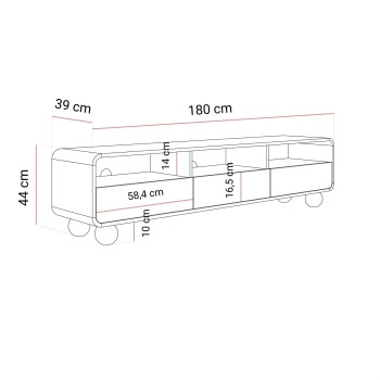 TV-Schrank OLIVIO 180 cm mit Schubladen