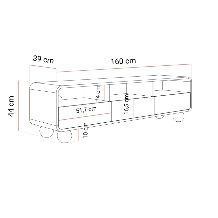 TV-Schrank OLIVIO 160 cm mit Schubladen