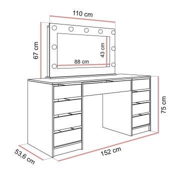 Schminktisch MADA DOUBLE mit LED-Beleuchtung