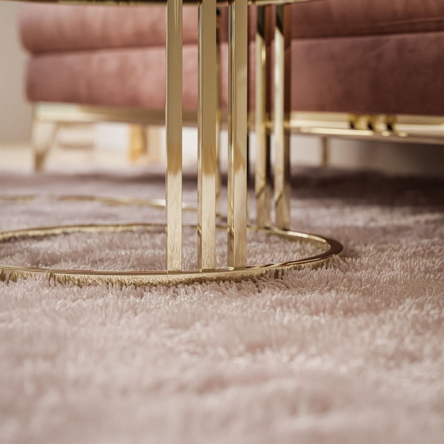 Runder Couchtisch 2in1 LORI Gold Chrom Hochglanz