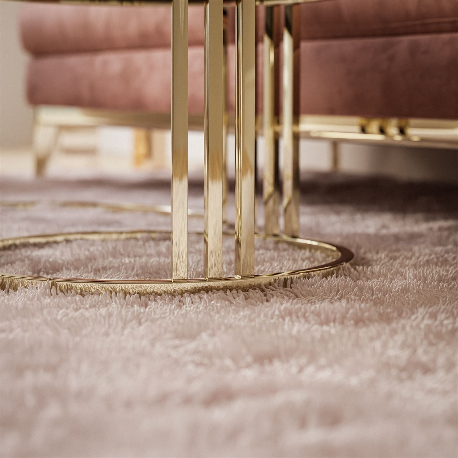 Runder Couchtisch 2in1 LORI Gold Chrom Hochglanz